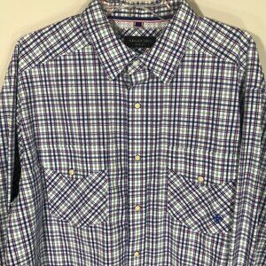 Ariat Pro XL Mens Blue Plaid Snap Front & Pocket Shirt Rodeo Western Cowboy Mint